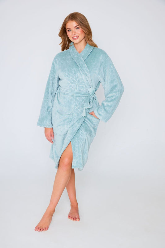 Fleece Robe Coral Green