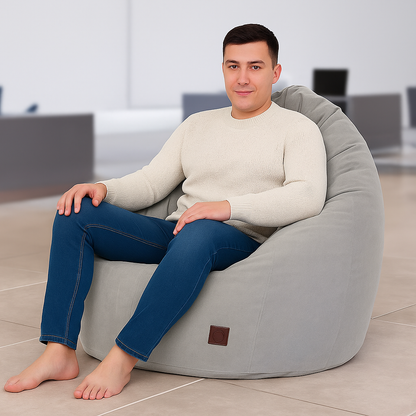 Turtle Bean Bags 100% Cotton Canvas Cover for Adults & Kids - Grey