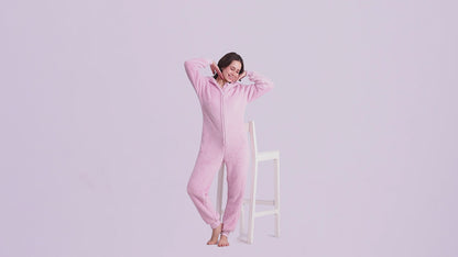 Women's Sherpa Fleece Onesie Pink