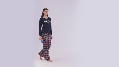Women’s Novelty Tartan Pyjama Set Burgundy