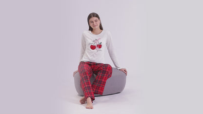 Women’s Cherry Tartan Pyjama Set