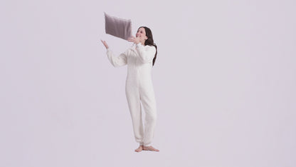 Women's Sherpa Fleece Onesie Cream