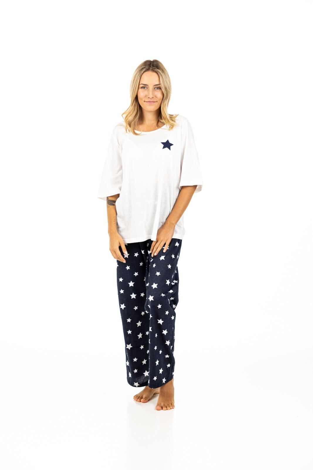 Navy Star Pyjama Set Women Nightwear