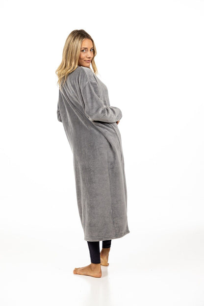 Ladies Long Fleece Cardigan